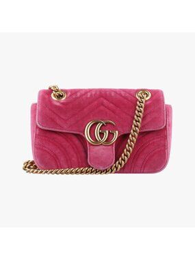 Gucci GG Marmont Rose Red Velour Messenger Bag